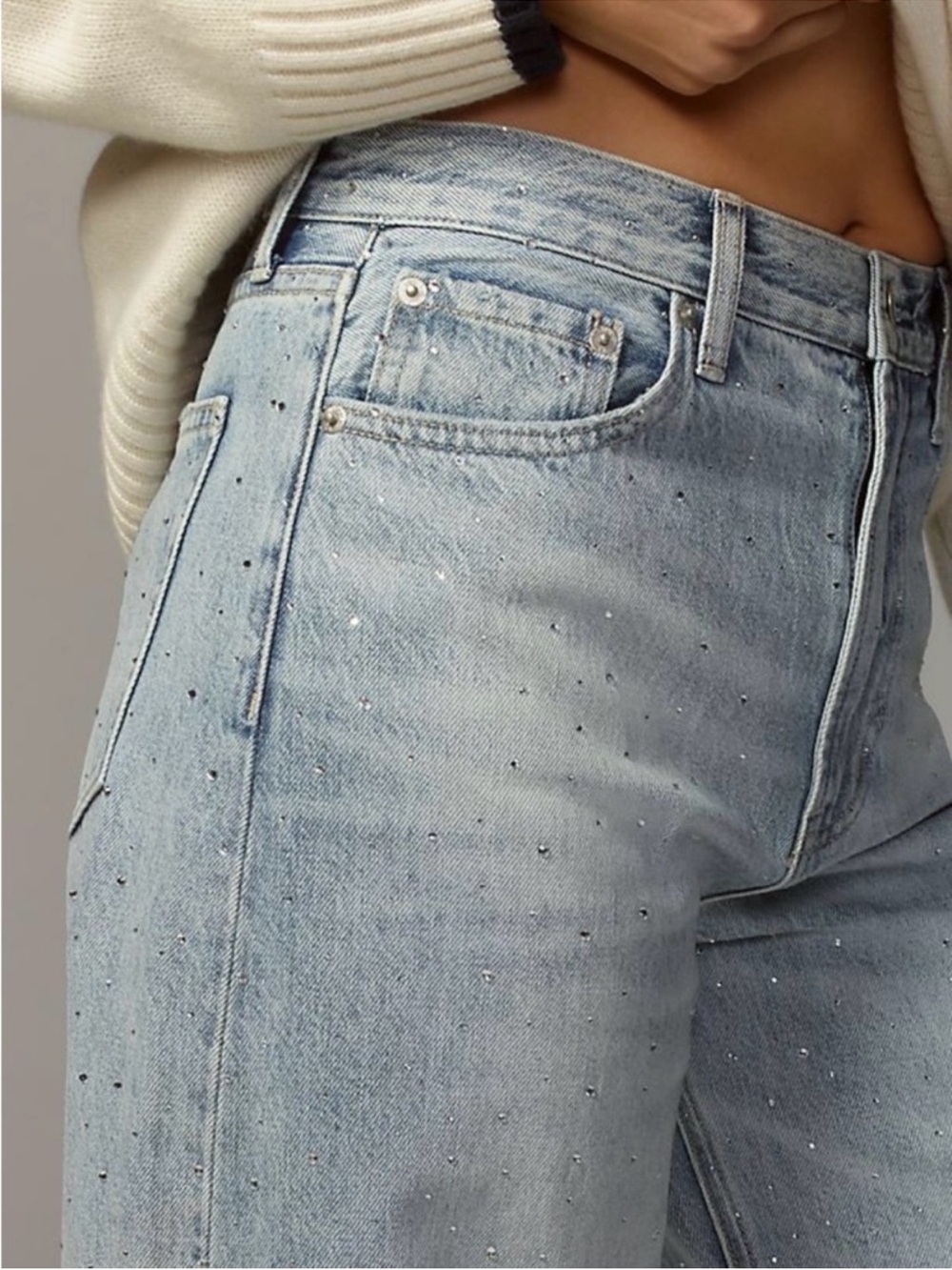 pistola Light Blue High-Rise Jeans with Rhinestone Detail